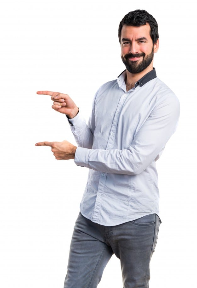 Man pointing at Alpha Enviro Tech Form